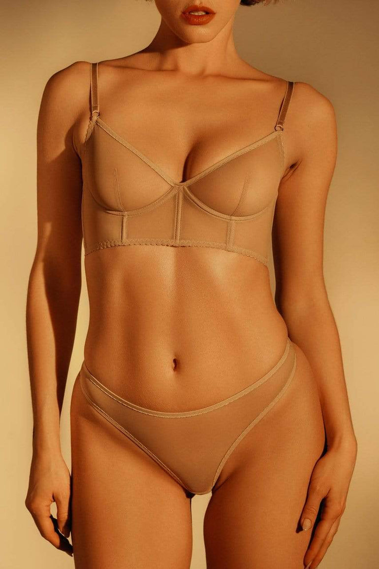 Angel Beige Bra bra leather-lingerie